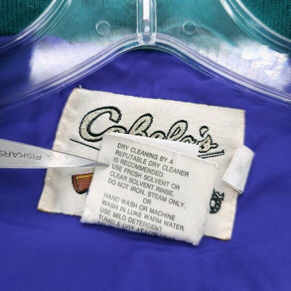 CABELAS Goretex Goose Down Hooded Jacket Purple Green Trim Women's XL - Picture 8 of 11